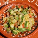 mexican zucchini calabacitas on a plate.