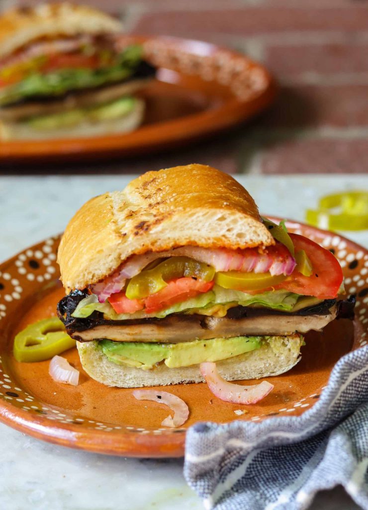 vegan torta de portobello on a plate.