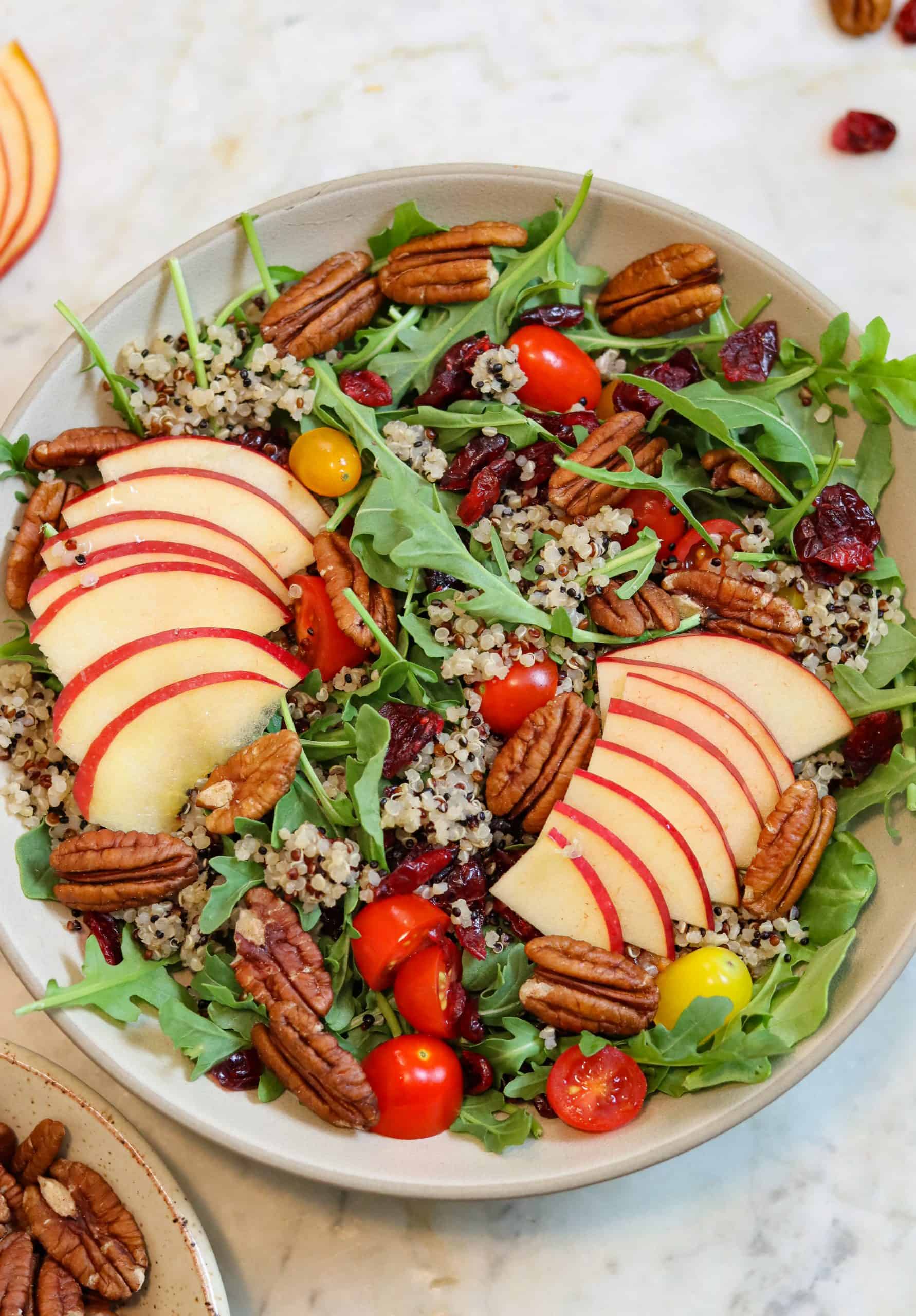 apple pecan salad in a bowl