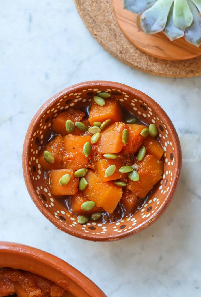 calabaza en tacha (Mexican candied pumpkin) in a bowl.