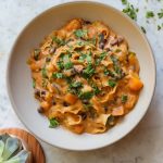 vegan creamy chipotle pasta in a bowl.