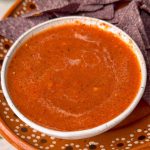 mexican salsa in a bowl with chips.