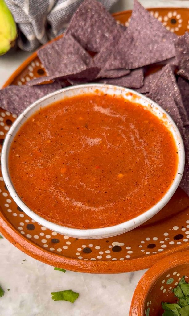 mexican salsa in a bowl with chips.