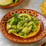 vegan aguachile on a tostada.