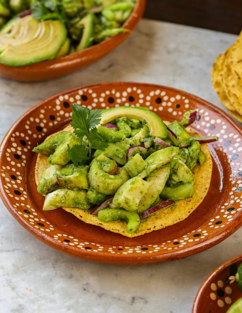 vegan aguachile on a tostada.