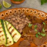 vegan carne asada on a mexican plate.