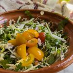 Mexican coleslaw recipe in a mexican bowl.